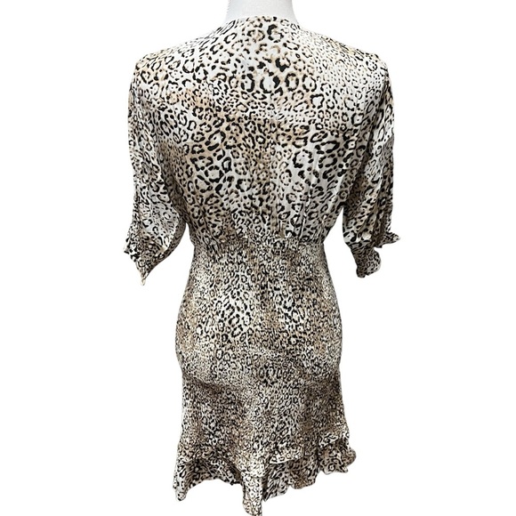 Faithfull The Brand Margherita Signe Animal Print Smocked Mini Dress Medium NWT - Picture 3 of 16
